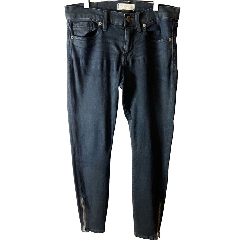 Madewell High Rise Black Skinny Skinny Ankle Zipper Stretch Denim Jeans SZ 27
